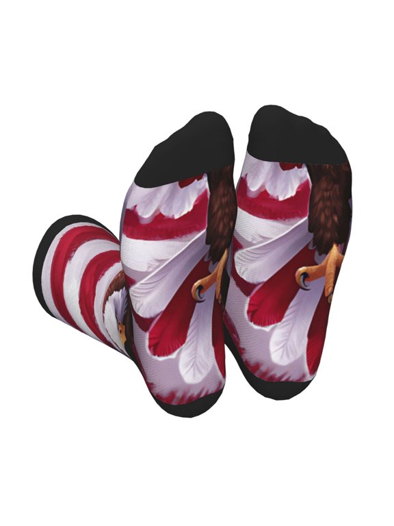 USA Eagle with Spread Wings Print Crew Socks for Men and Women, Men's Soft Moisture-wicking Sock