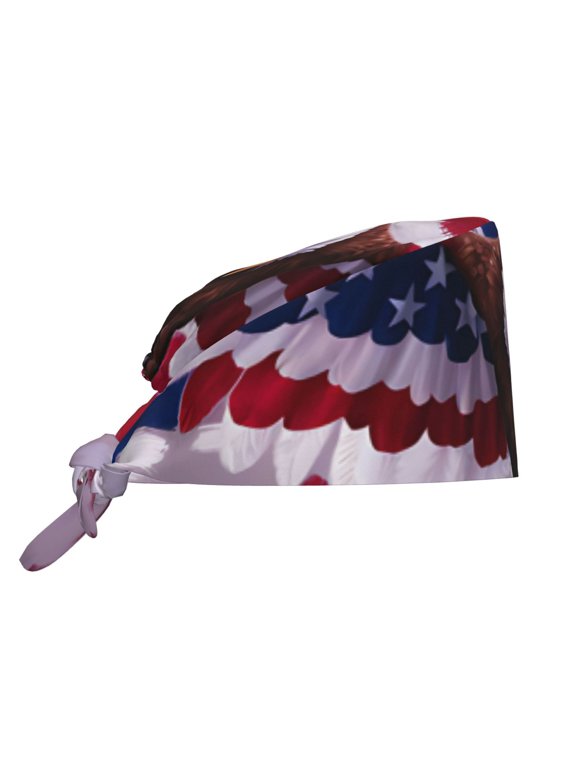 USA Eagle with Spread Wings Print Men Women Adjustable Working Cap with Button Unisex Hats Sweatband