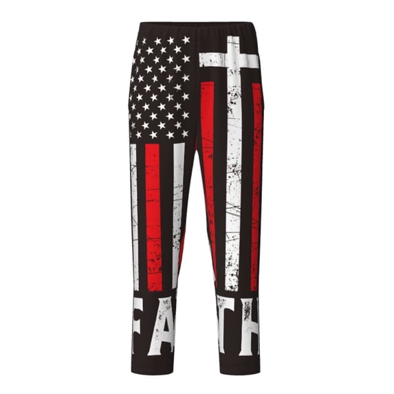 Xecao USA Flag Cross Print Teenagers' Pajama Pants Long Sleep Pants Soft Elastic Waist Pajama Bottoms Elastic waist with 2 Pockets 5-16 Years-XS(5-6)