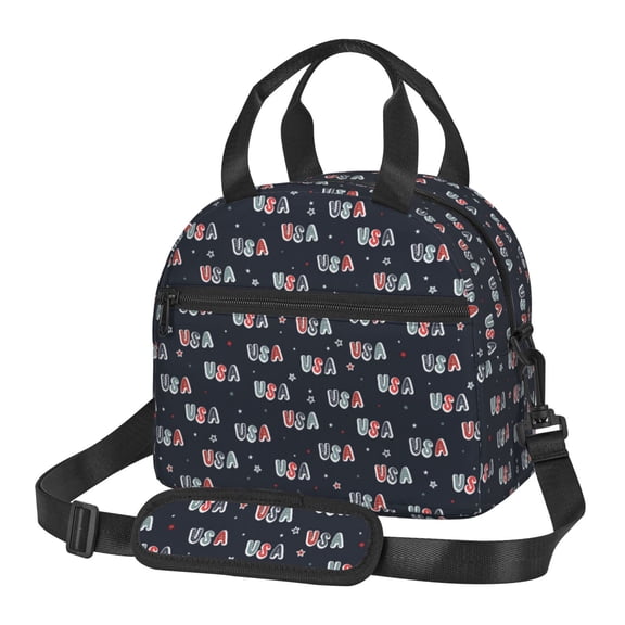 Xecao USA Print Insulated Lunch Box, Lunch Cags Lunch Bag Featuring An Adjustable Shoulder Strap