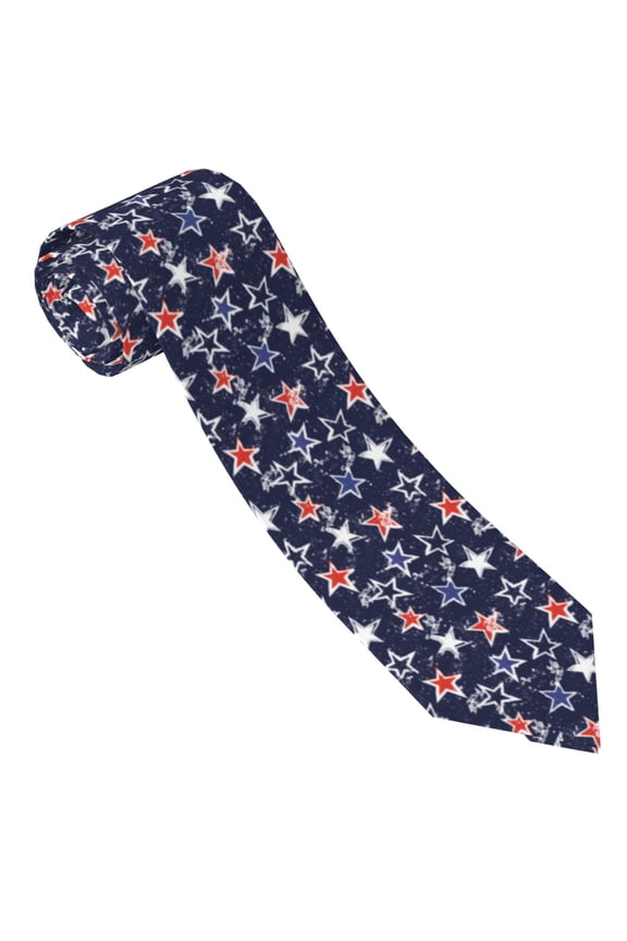 USA Stars Print Tie For Men Necktie Woven Jacquard Neck Ties,Classic Men's Tie