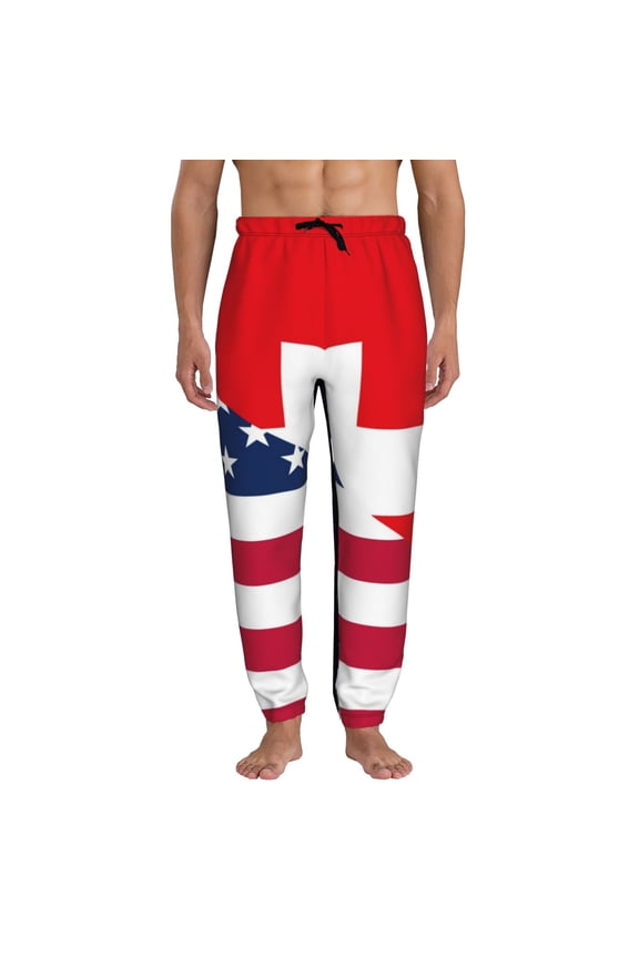 USA Switzerland Print Active Tech Joggers for Men, Mens Sweatpants Lounge Pants with Pockets-X-Large