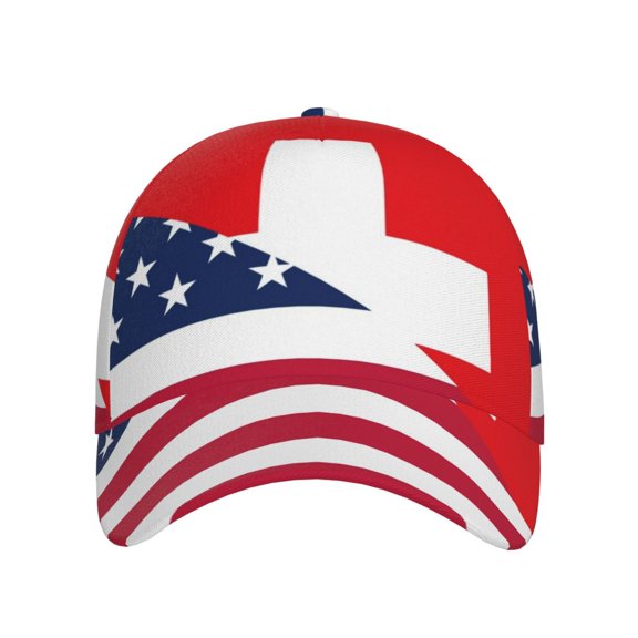 Xecao USA Switzerland for Baseball Cap: Unisex, crafted from classic polyester twill fabric, featuring a soft unconstructed design