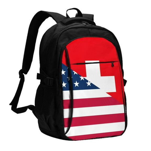 Xecao USA Switzerland for Travel Laptop Backpack, USB-Charging-Enabled, Spacious Business Backpack for Men and Women,College School Computer Bag
