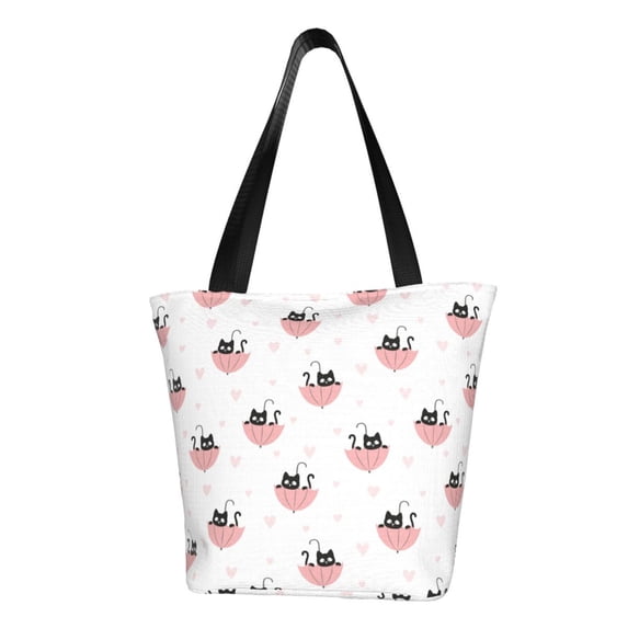 Xecao Umbrella Cat for Tote Bag for Women -Tote Shoulder Bag with A Little Pocket Inside, Perfect for Travel and Work.