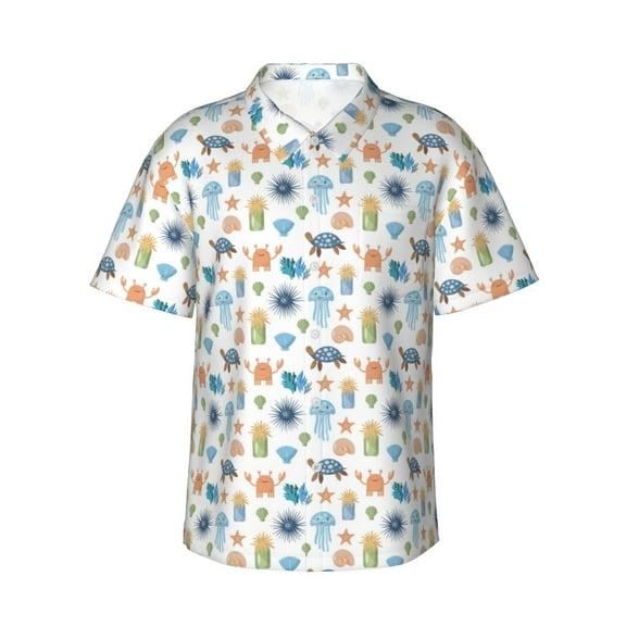 Xecao Undersea Animals print Hawaiian shirt - a stylish short-sleeve button-down for men, perfect for casual beach and tropical outings.