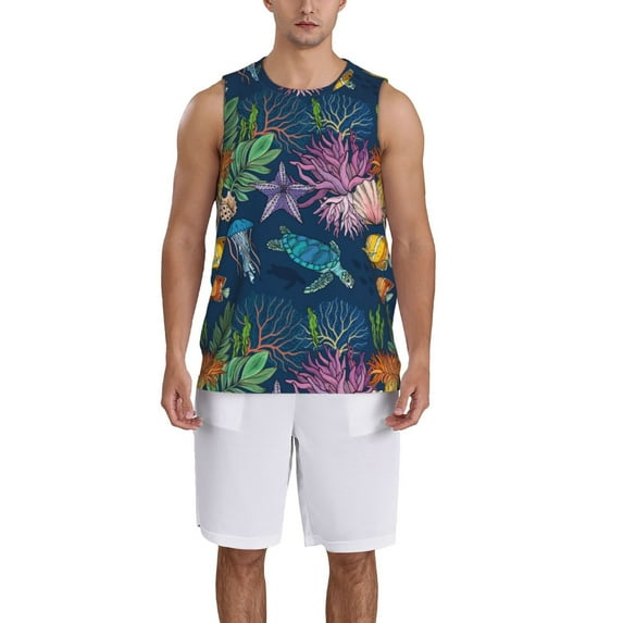 Xecao Undersea Animals print basketball shirt for both men and women, a unisex basketball jersey perfect for theme parties-Large