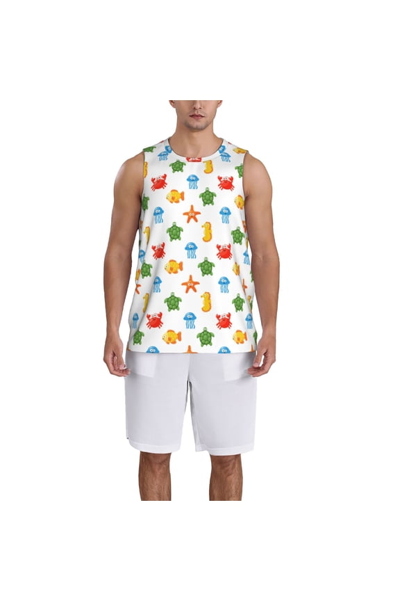 Undersea Animals print basketball shirt for both men and women, a unisex basketball jersey perfect for theme parties-Medium