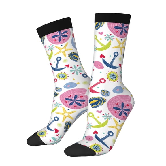 Xecao Undersea Seahorse Pattern Sport Socks for Women and Men Crew Socks Sporty Calf Socks Casual Socks