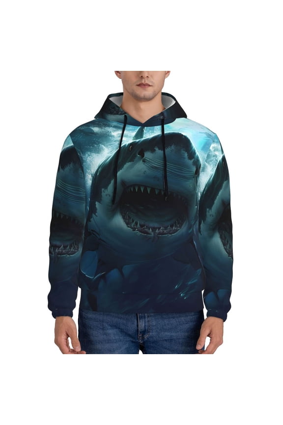 Undersea Shark Pattern Men's Adult Pullover Hoodie,Hooded Sweatshirt-Small