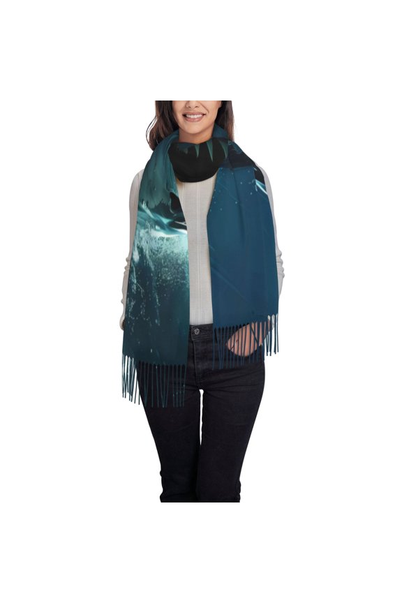 Undersea Shark Pattern Womens Winter Scarf Fall Scarf Oversized Large Scarf for Women Warm Shawl Wrap