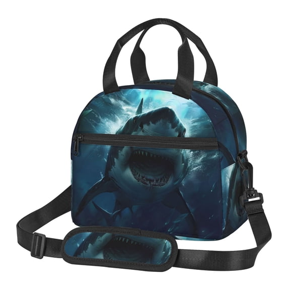 Xecao Undersea Shark Print Insulated Lunch Box, Lunch Cags Lunch Bag Featuring An Adjustable Shoulder Strap