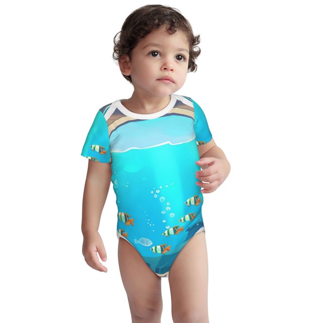 Xecao Underwater Aquarium Arches Print Baby and Toddler Short Sleeve