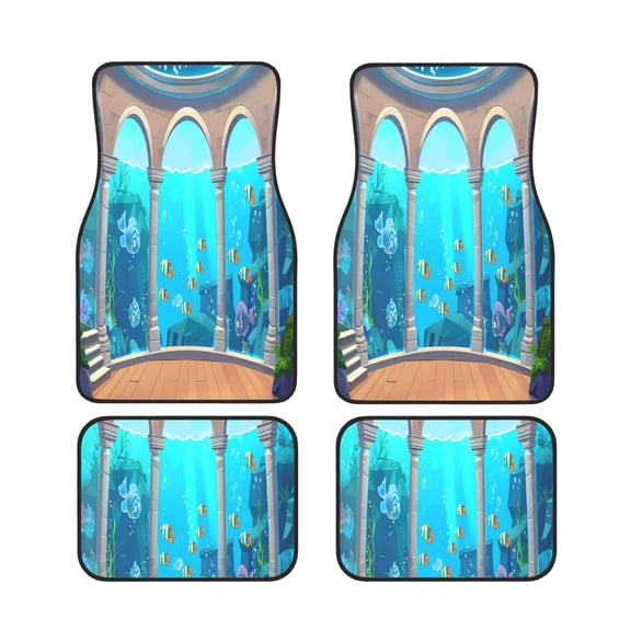 Xecao Underwater Aquarium Arches Print Car Foot Mat Set of 4 Pieces Neoprene All-Weather Dust-Proof Stain-resistantCar Interior Decorative mats Non-Slip Mats