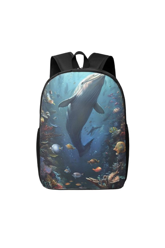 Underwater Dolphin print Travel Backpack, Large Computer Backpack for Men Women, College School Rucksack Book Bag