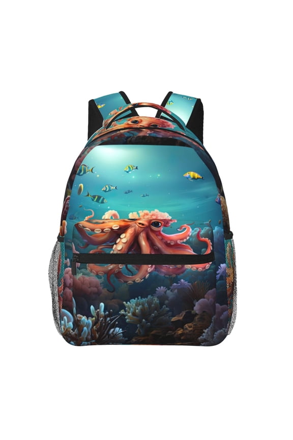 Underwater Plant Octopus Backpack, a stylish and functional choice for both men and women, is the perfect basic bookbag for college, work, or travel