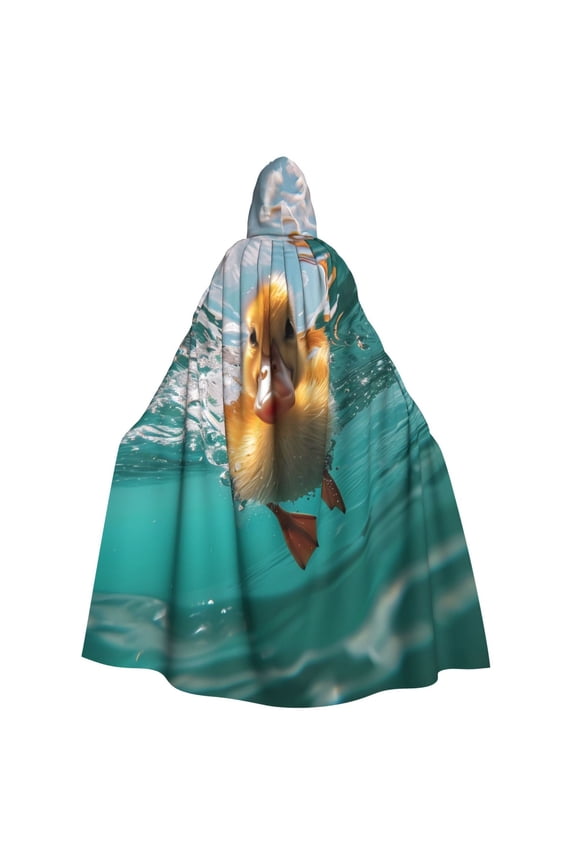 Underwater Swimming Duck Pattern Unisex Adults Hooded Cloak,Cosplay Costumes,Cape for Halloween