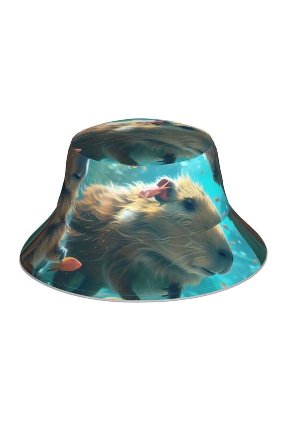 Underwater Swimming Guinea Pig Print Men and Women Night Reflective Hat Runner Cap Visor Bucket Hat Boonie Cap
