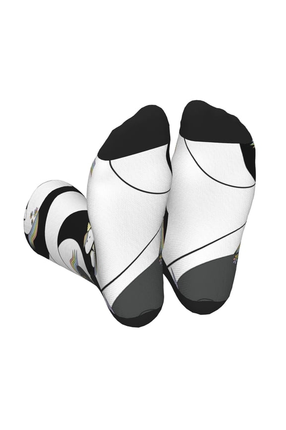 Unicorn in Yoga Print Crew Socks for Men and Women, Men's Soft Moisture-wicking Sock