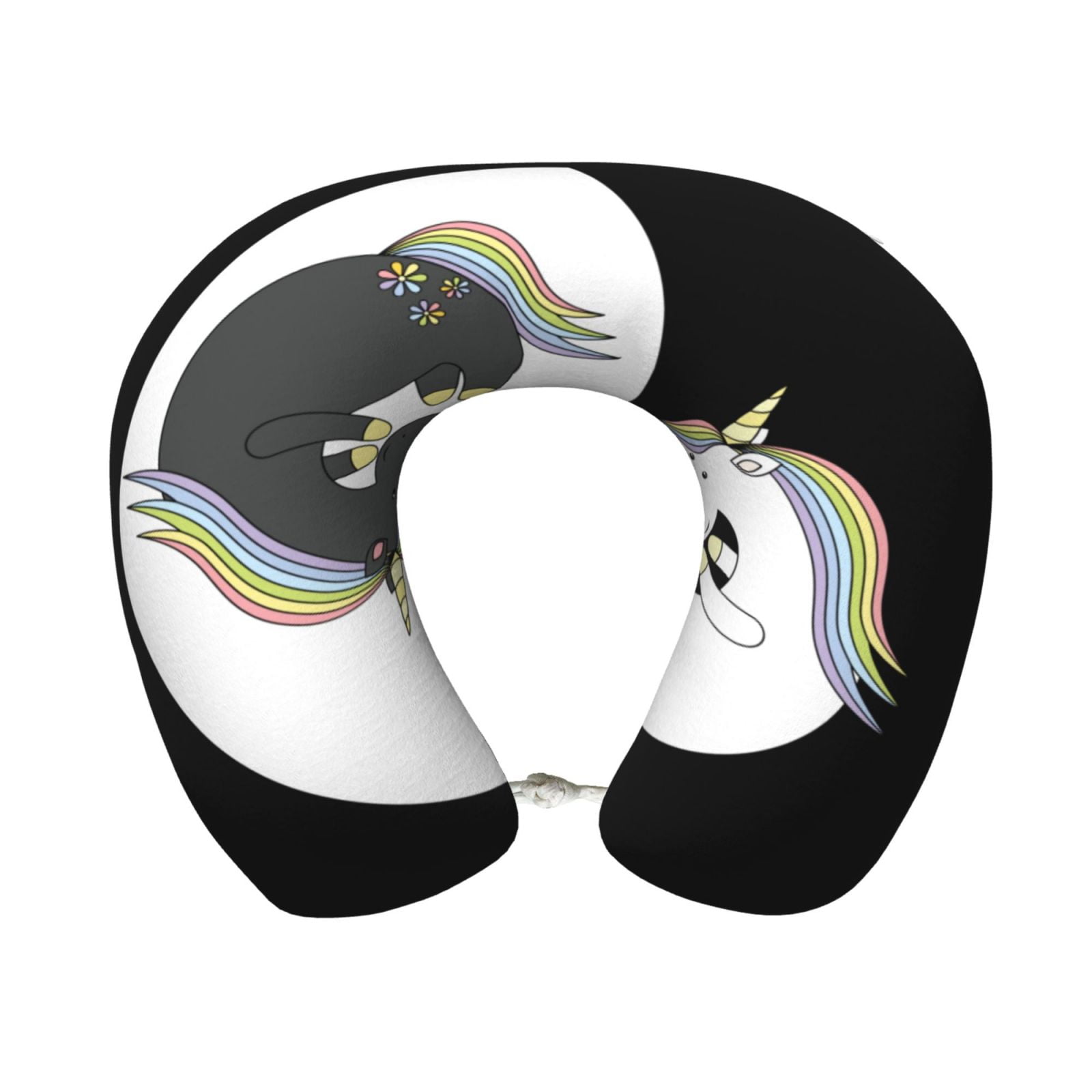 Xecao Unicorn in Yoga Print Memory Foam Cervical Neck Pillow Versatile U-Shaped Pillows for Home,Office,Camping,Travelling,Soft Washable Cover