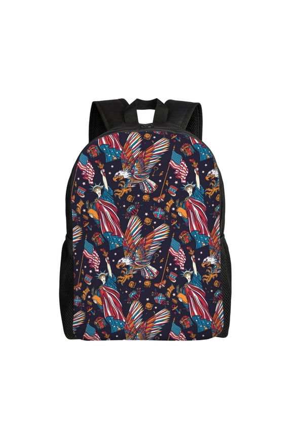 United States Of America Print School Backpack with Laptop Compartment Small Travel Laptop Backpack for Women Men Waterproof College Backpack Simple School Bag