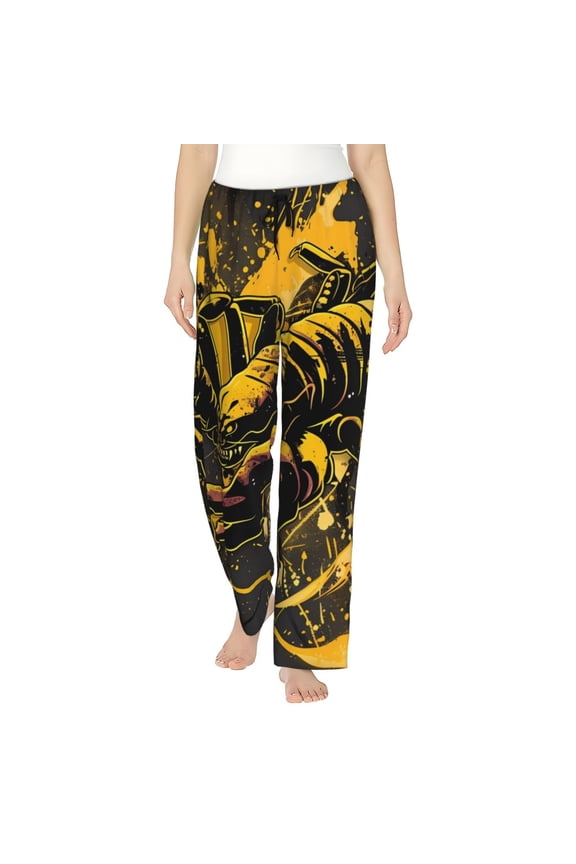 Urban Graffiti Scorpion Illustration Print Women's Straight Lounge Pajama Pants,The Epitome of Relaxed Sleepwear-Medium