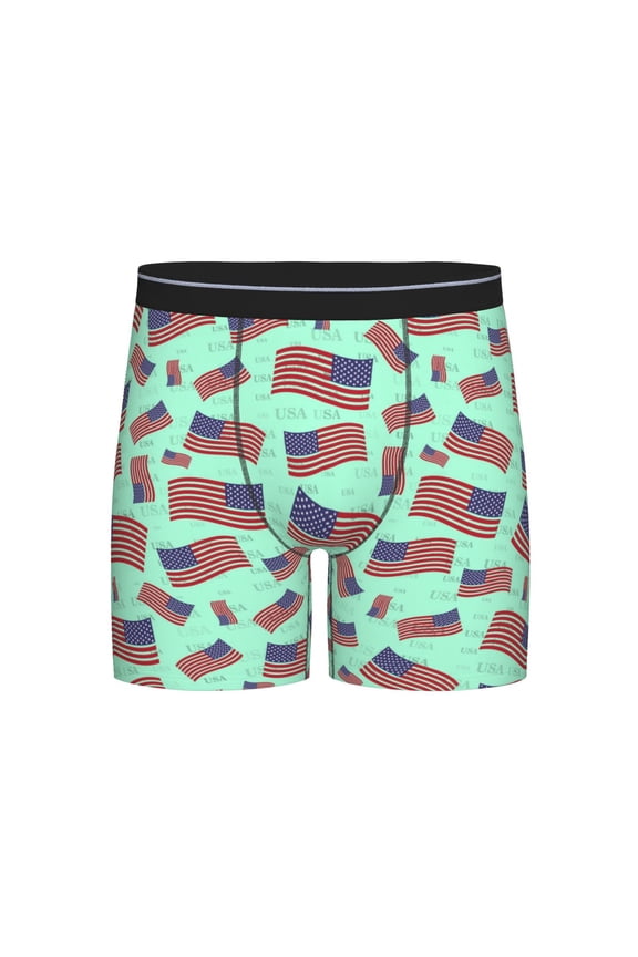 Usa Flag Print Boxer Briefs for Men's Stretch Moisture-Wicking Underwear, Mid-Rise Classics breathable fabric