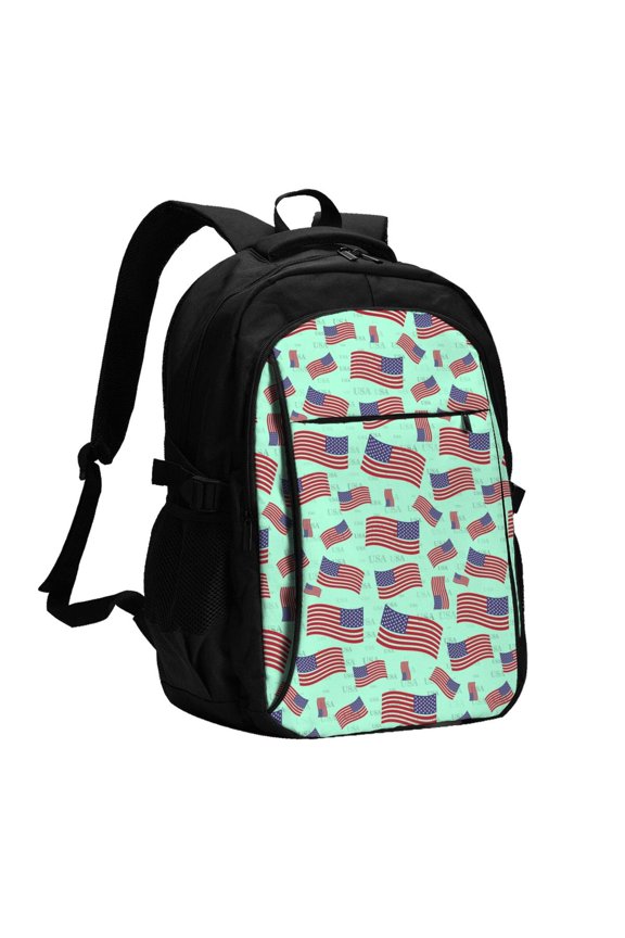 Usa Flag for Travel Laptop Backpack, USB-Charging-Enabled, Spacious Business Backpack for Men and Women,College School Computer Bag
