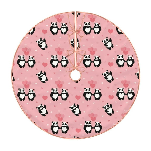 Xecao Valentine'S Day Panda Pattern Christmas Tree Skirt Holiday Part Decorations for Christmas Tree, Farmhouse Christmas Decor Xmas Holiday Home Party Decorations-48"