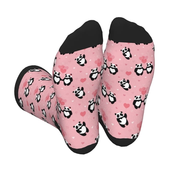 Xecao Valentine'S Day Panda Print Crew Socks for Men and Women, Men's Soft Moisture-wicking Sock