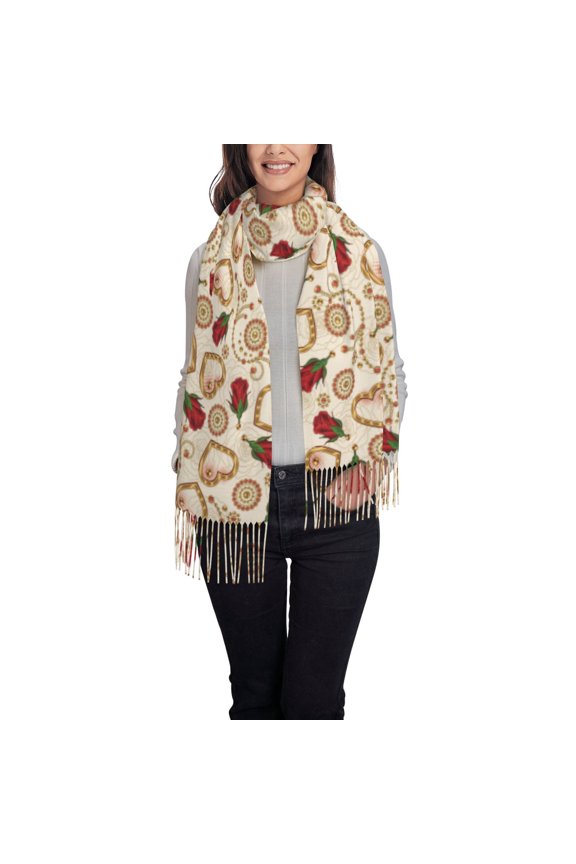 Valentine'S Day Rose Pattern Womens Winter Scarf Fall Scarf Oversized Large Scarf for Women Warm Shawl Wrap