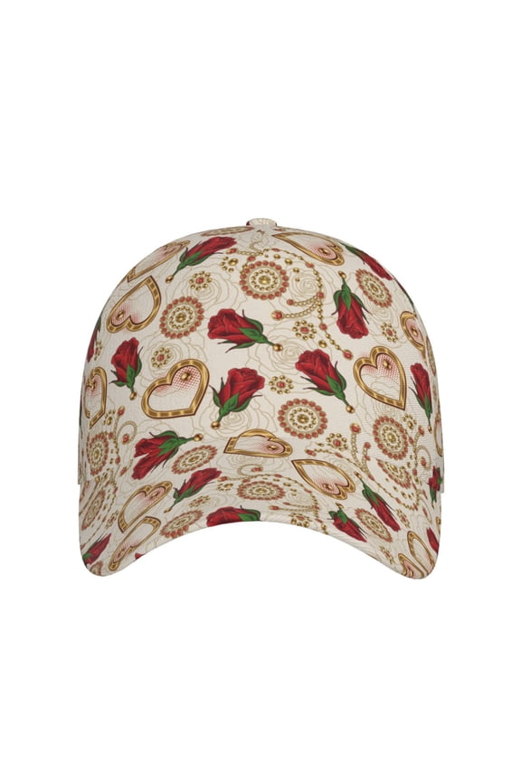Valentine'S Day Rose for Baseball Cap: Unisex, crafted from classic polyester twill fabric, featuring a soft unconstructed design