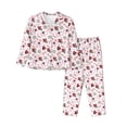thumbnail image 1 of Xecao Valentine's Day Print Women Pajamas Set Soft Sleepwear Pjs long Sleeve Button Down Nightwear with Long Pants-Small, 1 of 7