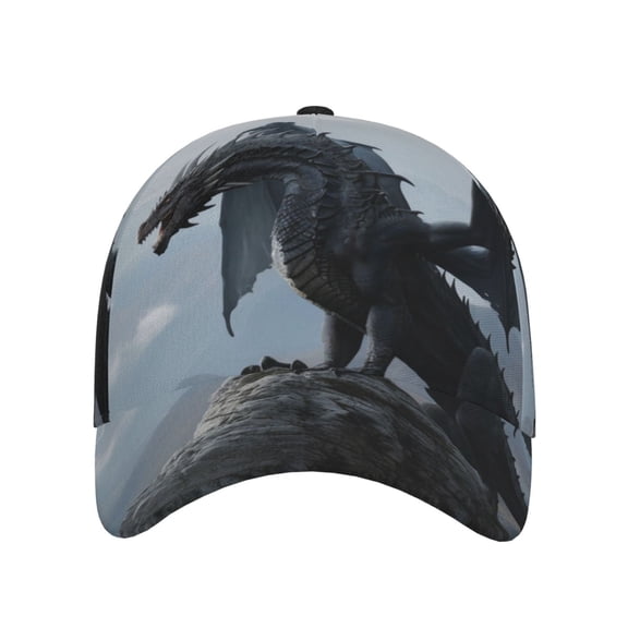 Xecao Valley Gray Dragon for Baseball Cap: Unisex, crafted from classic polyester twill fabric, featuring a soft unconstructed design