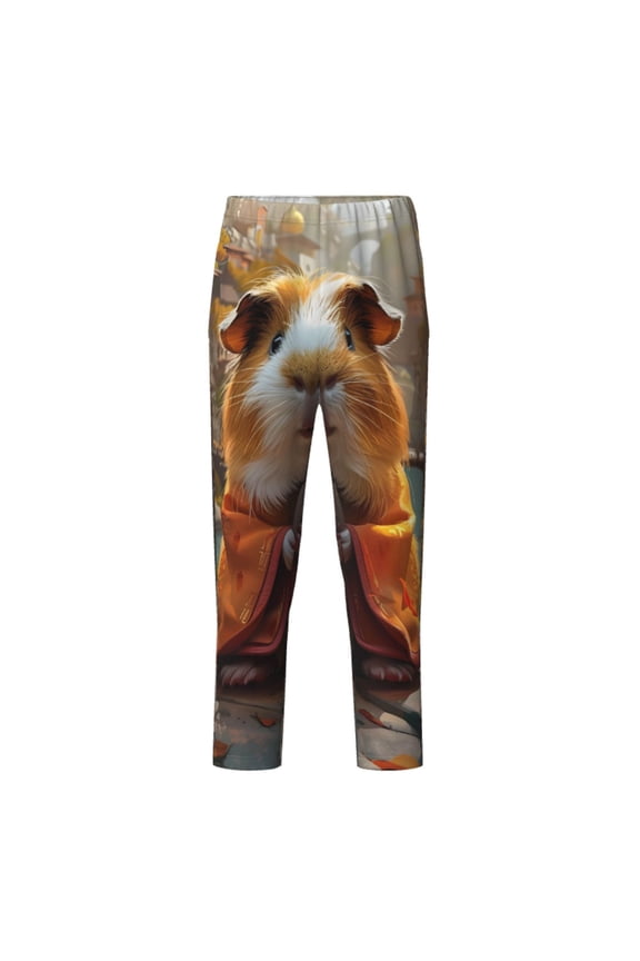 Valley Meditating Guinea Pig Print Teenagers' Pajama Pants Long Sleep Pants Soft Elastic Waist Pajama Bottoms Elastic waist with 2 Pockets 5-16 Years-Medium