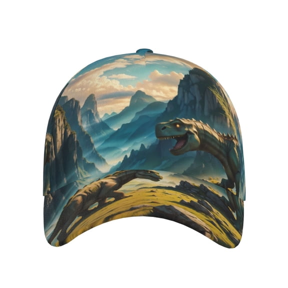 Xecao Valley River Dinosaur for Baseball Cap: Unisex, crafted from classic polyester twill fabric, featuring a soft unconstructed design