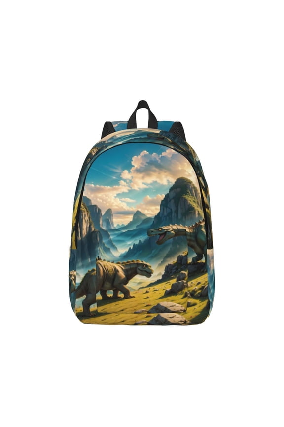 Valley River Dinosaur for Canvas College Laptop Backpack, Durable Rucksack Travel Notebook Bag School Backpack Book Bag for Men Women