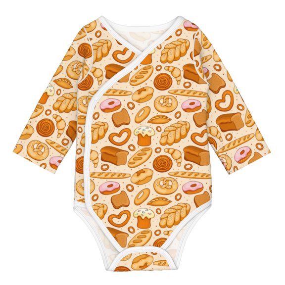 Xecao Various Bread Print Baby unisex-baby Cotton Long-sleeve Bodysuits-18 Months