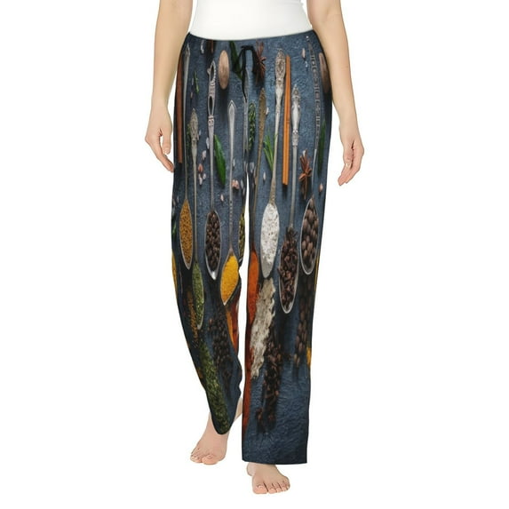 Xecao Various Herbs And Spices In Spoons Women's Straight Lounge Pajama Pants: The Epitome of Relaxed Sleepwear