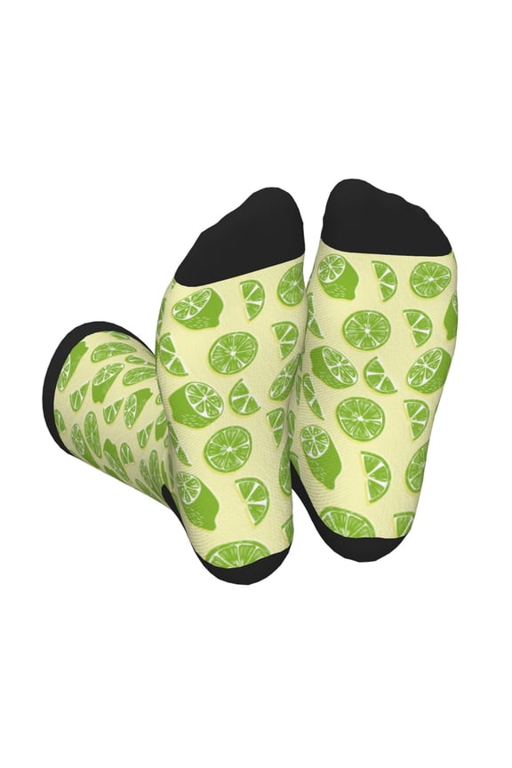 Various Lemons Print Crew Socks for Men and Women, Men's Soft Moisture-wicking Sock