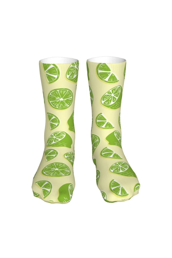 Various Lemons Print Fashion No Heel Casual Crew Socks Cushioned Breathable for Men Women - Moisture wicking,Not easy to fade Suitable for daily