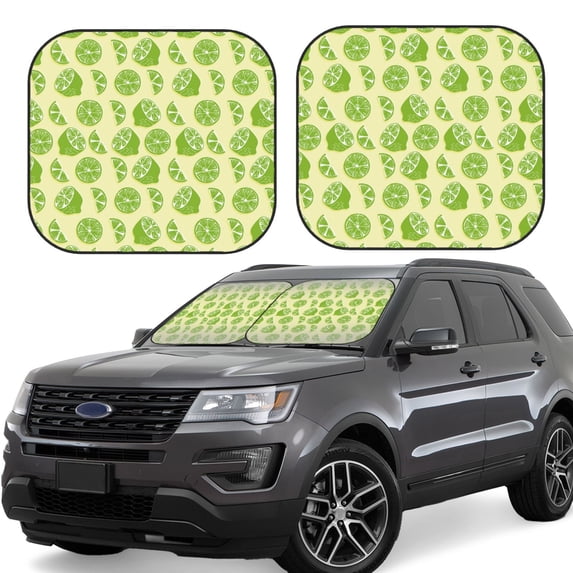 Xecao Various Lemons for Foldable Car Sun Shades (2-Pack) offer sun protection with an easy-fold design for convenient windshield shading.