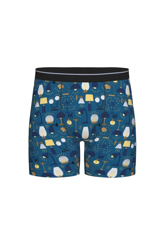 Various Lights Print Boxer Briefs for Men's Stretch Moisture-Wicking Underwear, Mid-Rise Classics breathable fabric