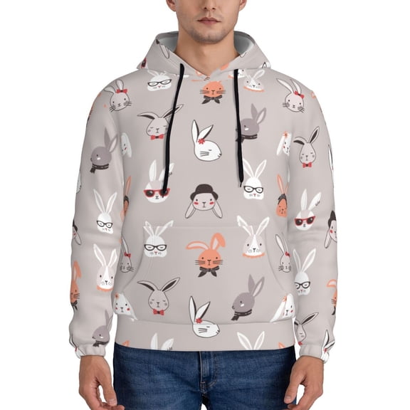 Xecao Various Rabbits Pattern Men's Adult Pullover Hoodie,Hooded Sweatshirt-X-Large
