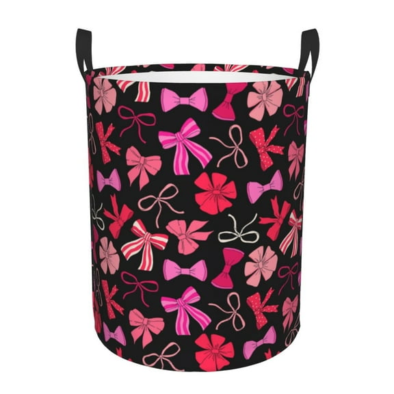 Xecao Various pink and red Bow knots Print Laundry Hamper Basket,designed for Blanket Storage and Nursery Clothes in the Bedroom-