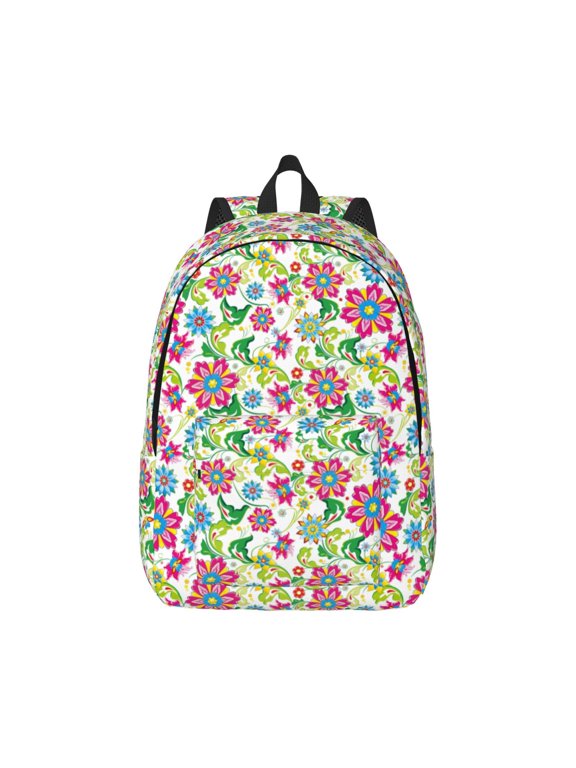 Vector Mexican Otomi Style Bright for Canvas College Laptop Backpack, Durable Rucksack Travel Notebook Bag School Backpack Book Bag for Men Women