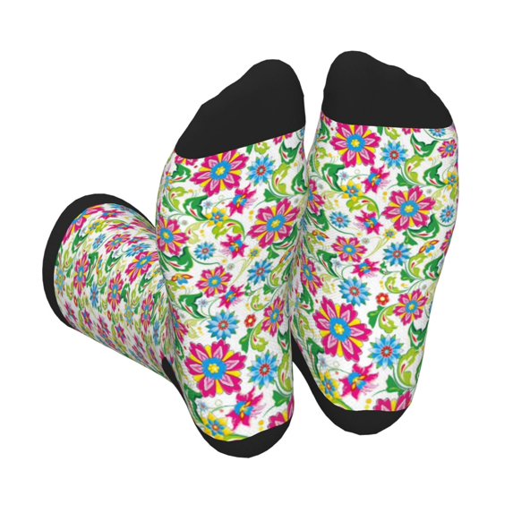Xecao Vector Mexican Otomi Style Bright Print Crew Socks for Men and Women, Men's Soft Moisture-wicking Sock