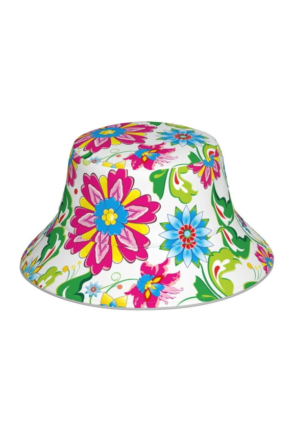Vector Mexican Otomi Style Bright Print Men and Women Night Reflective Hat Runner Cap Visor Bucket Hat Boonie Cap