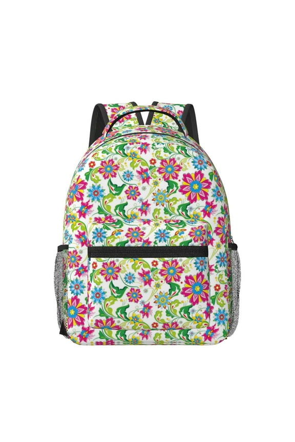 Vector Mexican Otomi Style Bright Travel Backpack: A spacious, stylish computer backpack ideal for men and women, perfect for college, school, or daily travels