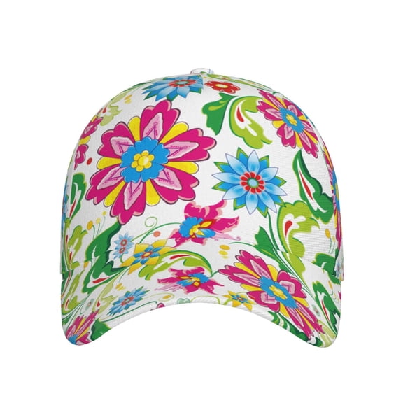 Xecao Vector Mexican Otomi Style Bright for Baseball Cap: Unisex, crafted from classic polyester twill fabric, featuring a soft unconstructed design